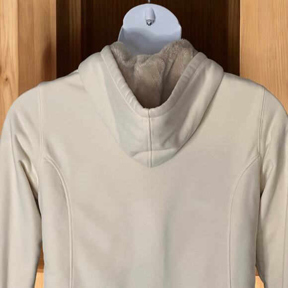 L.L.Bean Sherpa Lined Hoodie Jacket Women’s Size M Cream Cozy Casual Zip Pockets - Picture 8 of 9